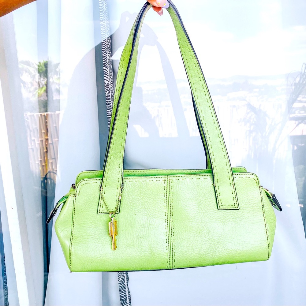 FOSSIL vintage pastel green baguette 90s handbag